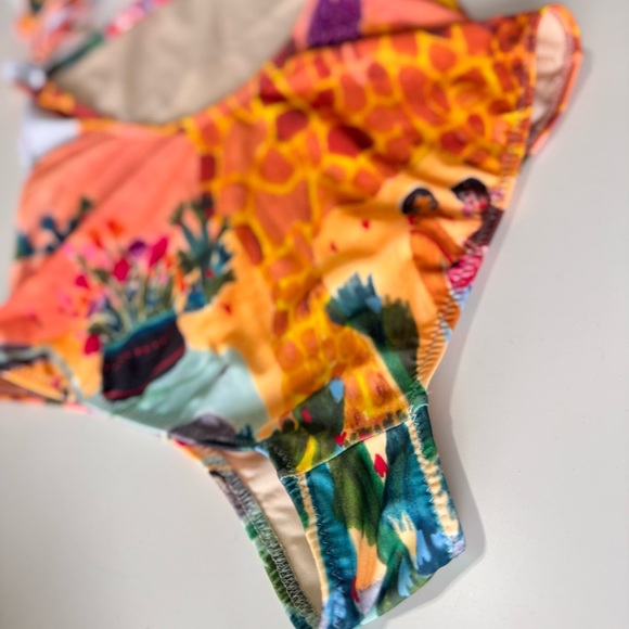 CAROLINA K. Giraffe Print Ruffle Sleeve One Piece Boho Swimsuit - Picture 13 of 16